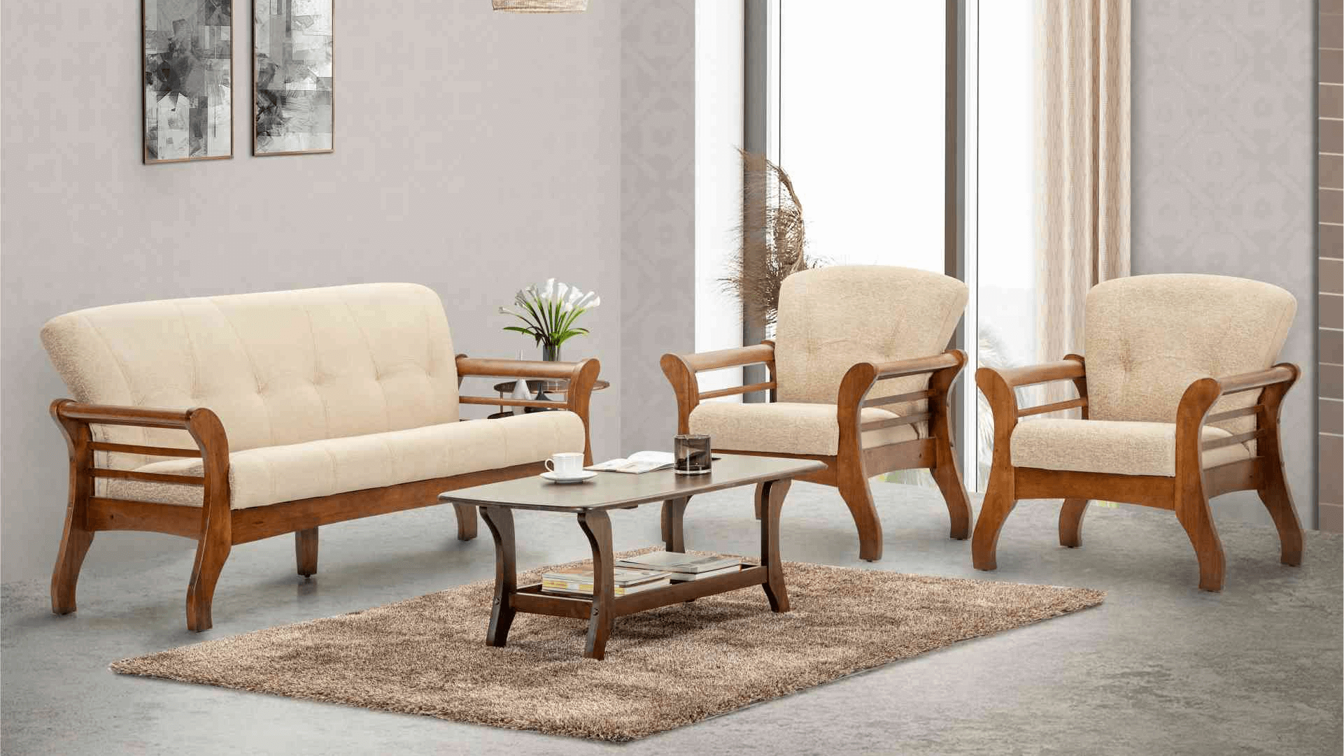 Classic Wooden Frame Sofa